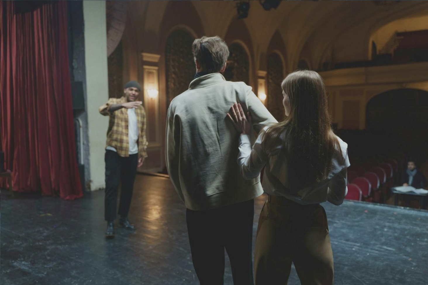 Close-up of a student during a voice and movement exercise