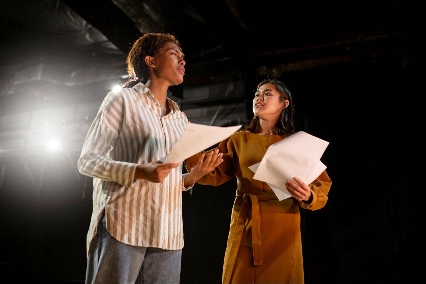 Students practising scene work during a Claimvelvet session